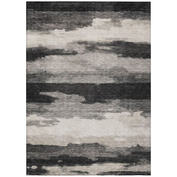 Chantille Machine Washable Indoor/Outdoor Abstract ACN2876 Black 10 ft. x 14 ft. Area Rug