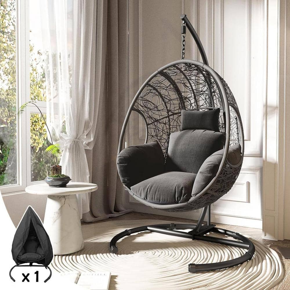 Nest Circle Chair 一人掛けチェア　グレー　NS-537GY AUTMOON Swing Egg Chair Bird Nest Cage Chair with Stand, Oversized