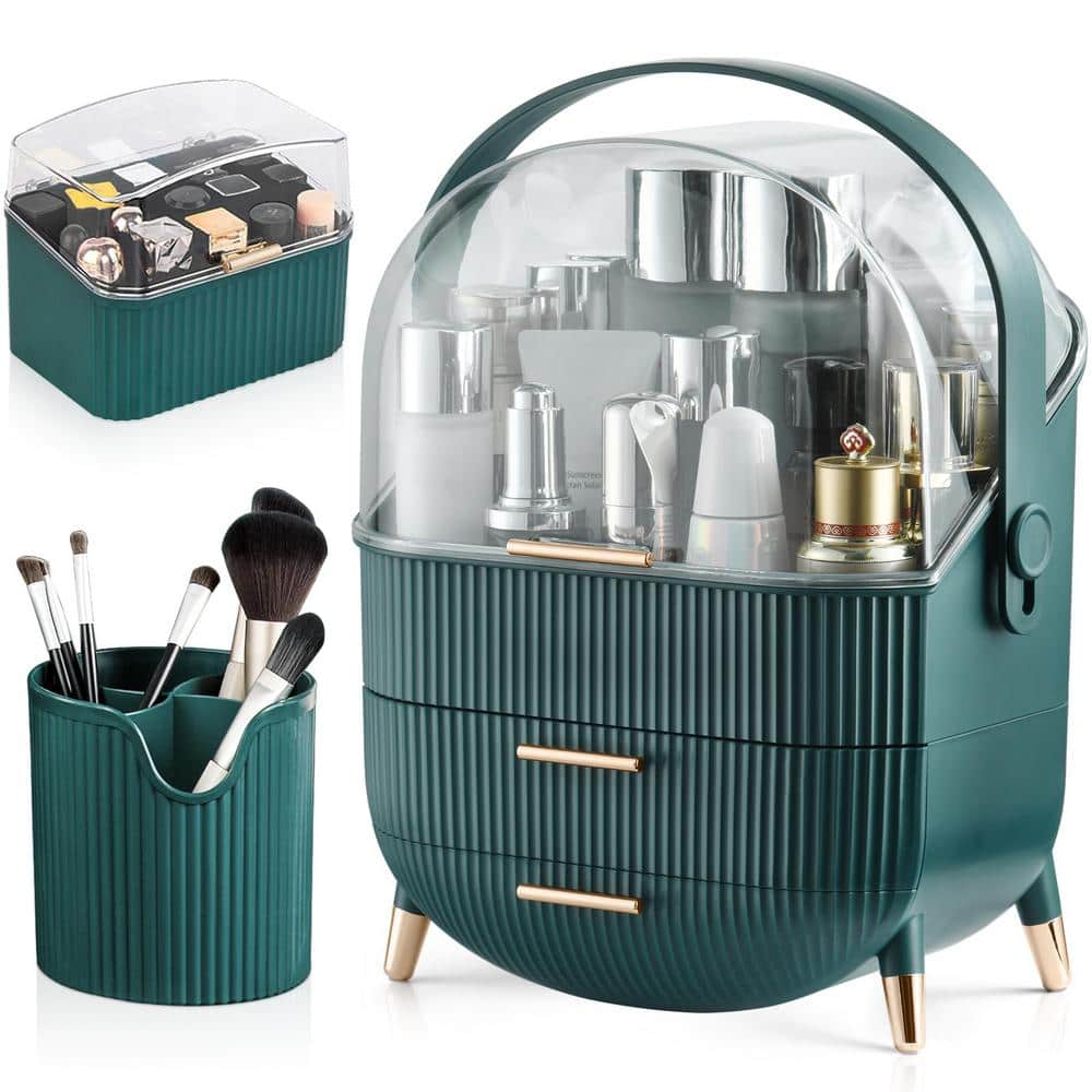 Makeup Storage Organizer Display Case with 2-Layer Storage Box and Transpar