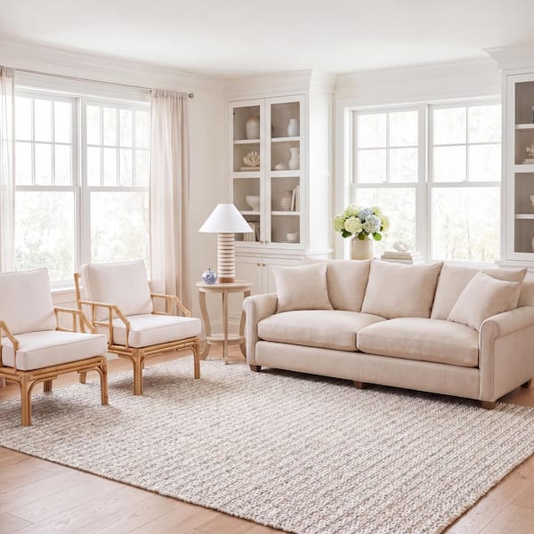 Natural Fiber 8 ft. x 10 ft. Natural/Gray Distressed Striped Abstract Area Rug