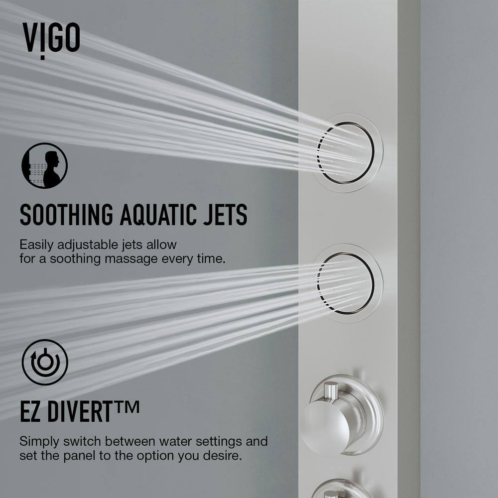Sutton 58" Stainless Steel Shower Panel with Hand Shower and Jets