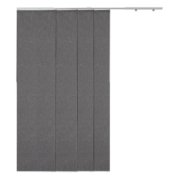 Panel Track Blinds, Extendable Track from 21.25 in. to 86 in. W, Trimmable Panel Up to 96 in. H, Dark Gray, Cordless