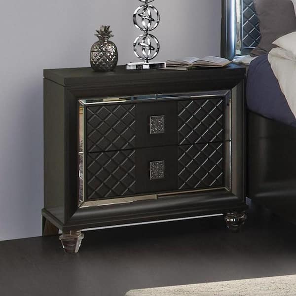 Acme Furniture Sawyer 2-Drawer Metallic Gray Nightstand 29 in. x 30 in. x 18 in.