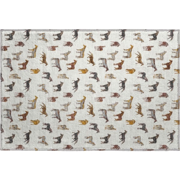 Mayfield Premium Machine Washable Abstract AMF2521 Ivory 2 ft. x 3 ft. Accent Rug