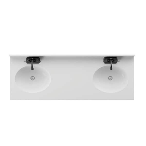 60 in.W x 22 in. D x 37.88 in. H Double Sink Bath Vanity in Saw Cut Espresso with White Marble Top and Sliding Barn Door