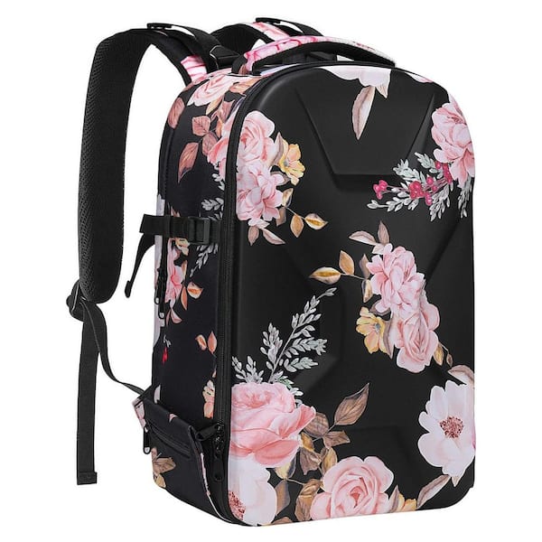 Camera Backpack Photography Bag Peony Waterproof Hardshell Case with Tripod Holder and Laptop Compartment Black