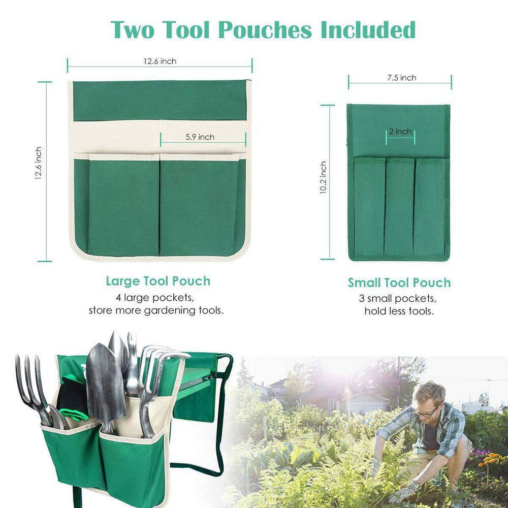 Green Foldable Garden Kneeler and Seat with Tool Pouch