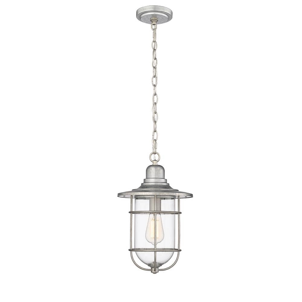 Galvanized Steel Glass Outdoor Hanging Lantern, 16" Height