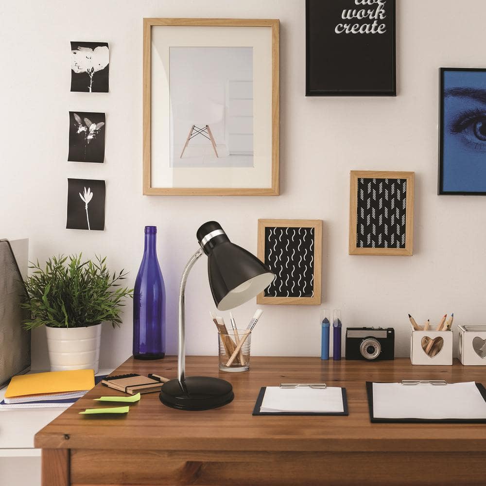 Oxford Black Adjustable Steel Desk Lamp with LED Bulb