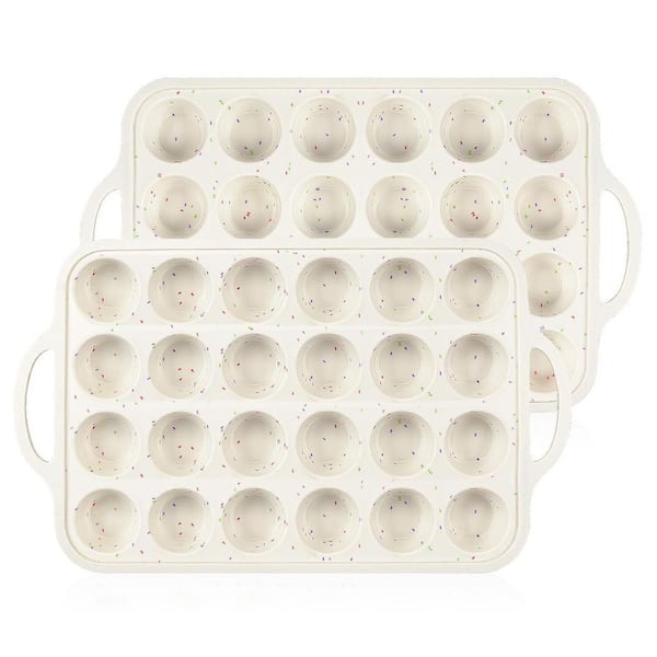 24-Cup Mini Muffin Pan with Metal Reinforced Frame, Nonstick Silicone Molds for Baking Cupcakes, Egg Bites, 2-Pack