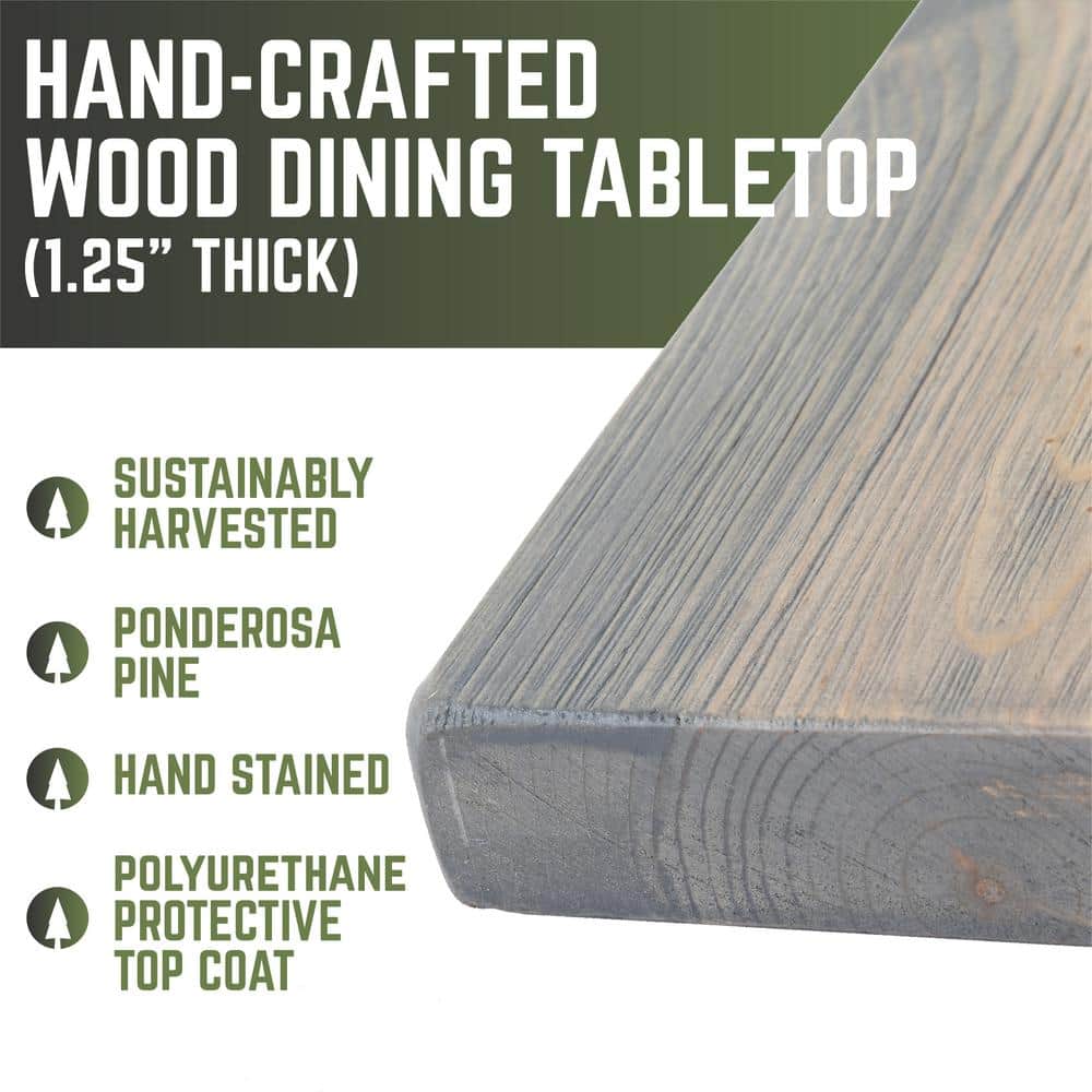 Restore Riverstone Grey Reclaimed Pine Wood Dining Tabletop 60"