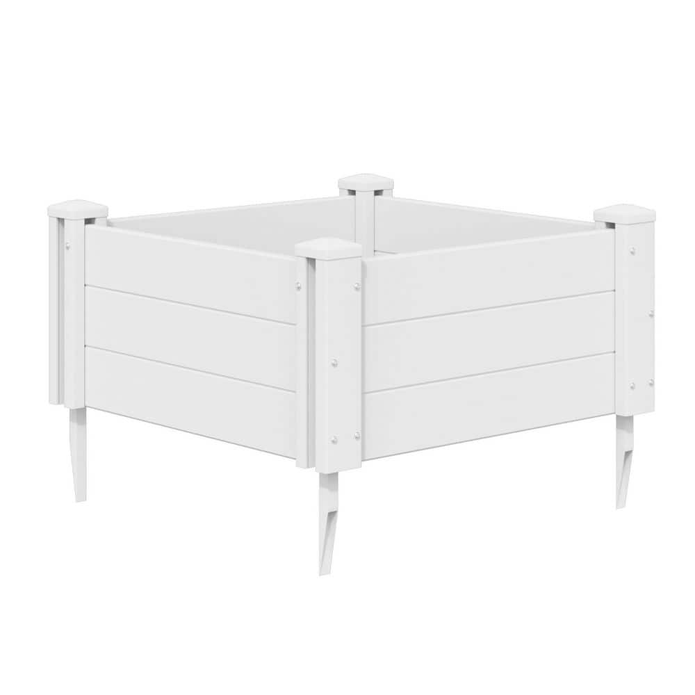 23.6 x 23.6 x 11.8 White Plastic Modular Garden Fence Panel-Durable,