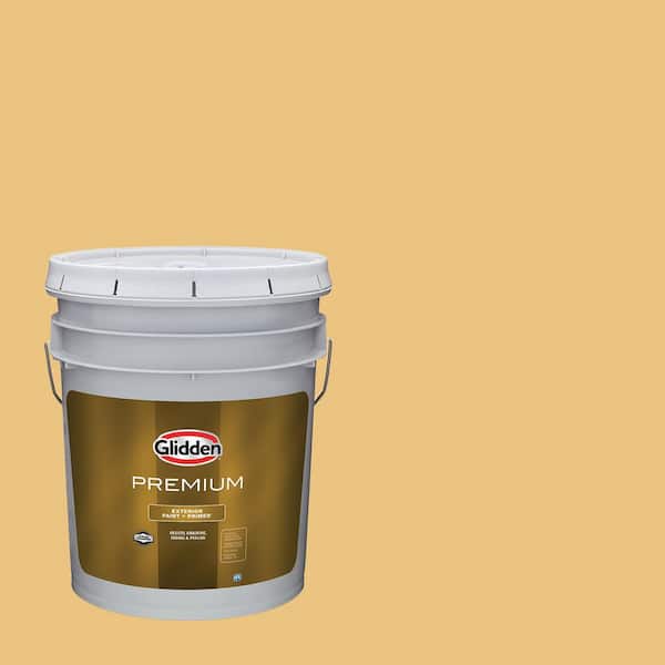 Glidden Premium 5 gal. Gold Buff PPG1208-4 Semi-Gloss Exterior Latex Paint