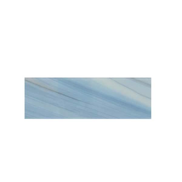 Take Home Tile Sample - Orbit Blue 4 in. x 6 in. Linear Glossy Glass