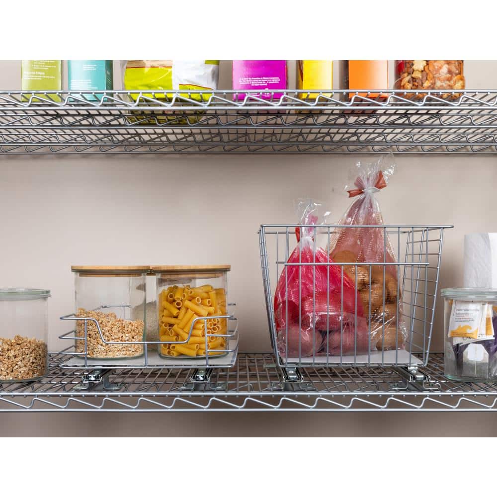 Silver Industrial-Grade Sliding Vegetable-Fruit Bin with PE Liner