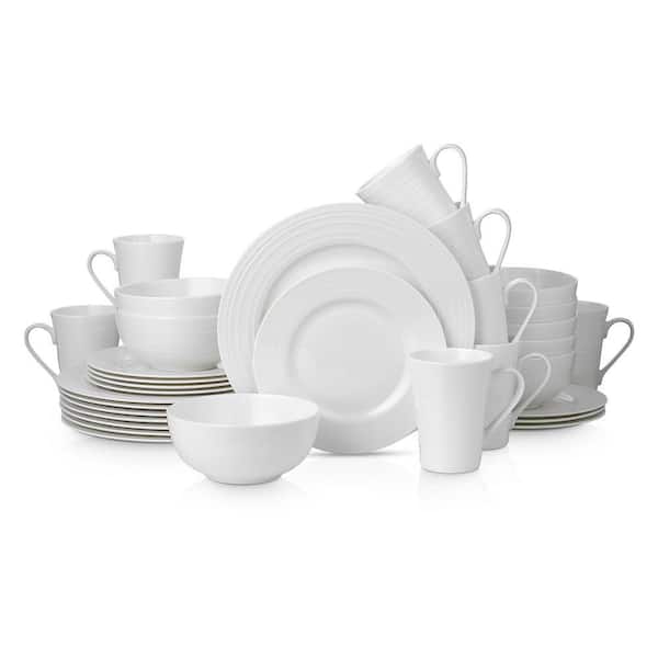 Stone Lain Eleanor 32-Piece Dinnerware Set Bone China, Service For 8, White