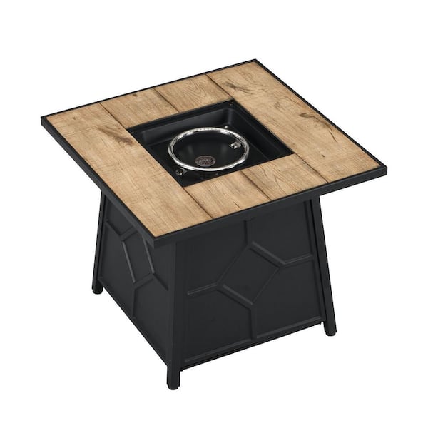 maocao hoom 30 in. x 25 in. 40000 BTU Square Brown Metal Propane Gas Fire Pit Table