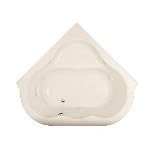 American Standard Evolution EverClean 77 in. x 65 in. Corner Whirlpool Tub with Center Drain in Linen