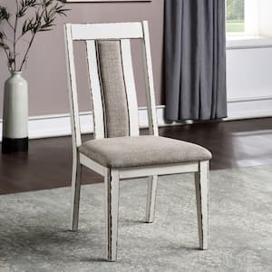 Shumard Weathered White and Warm Gray Polyester Padded Dining Side Chair (Set of 2)