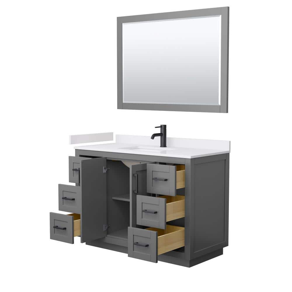 Miranda 48'' Dark Gray Bathroom Vanity with Marble Top and Mirror