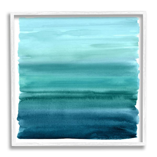 The Stupell Home Decor Collection Gradient Turquoise Brushed Composition Design by Allie Corbin Framed Abstract Art Print 12 in. x 12 in.