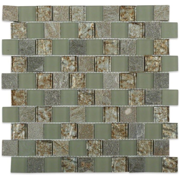 Splashback Tile Inheritance Thunder Clouds Marble and Glass Mosaic Wall Tile - 3 in. x 6 in. Tile Sample