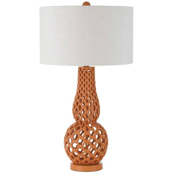 AF Lighting Chain Link 31 in. Orange Resin Table Lamp with White Shade