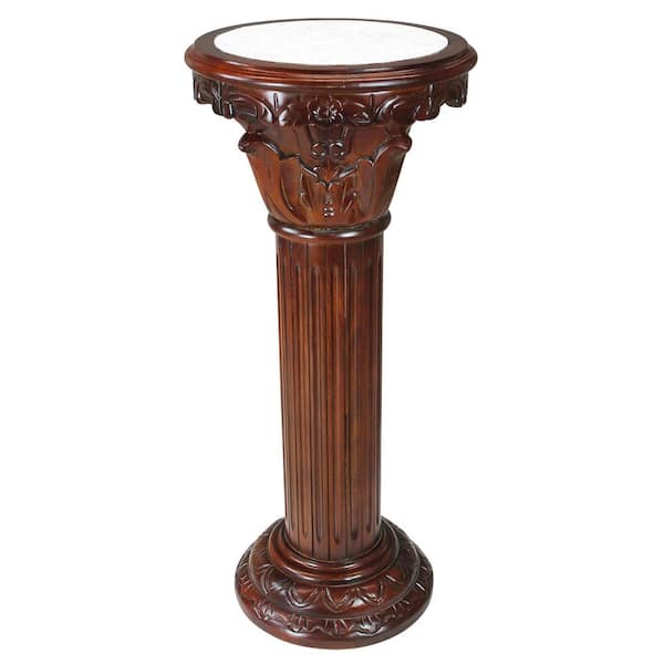 Design Toscano Imperia 36.5 in. Brown Marble Inlaid Column