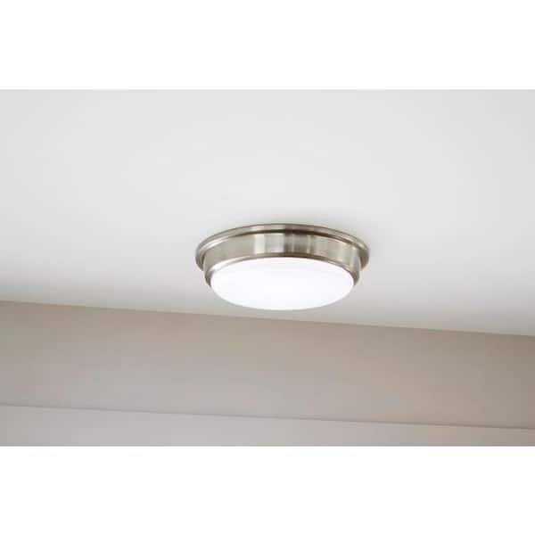 Hampton Bay Savannah 13 in. Brushed Nickel Selectable LED Flush Mount