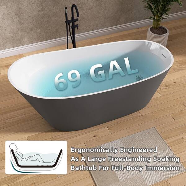 Zeafive Ane 59 in. x 29.5 in. Free Standing Soaking Tub