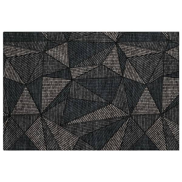 Dream Shag Premium Machine Washable Abstract ADS618 Black 3 ft. x 4 ft. Area Rug