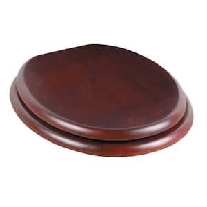 Cherry Wooden Round Front Toilet Seat with Brass PVD Hinges and Non Slip Bumper