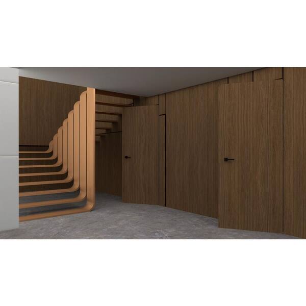 Sartodoors 28 in. x 96 in. Unassembled Right-Hand/Outswing Solid Core Walnut Flush Mount Hidden Door with Black Hinge Finish