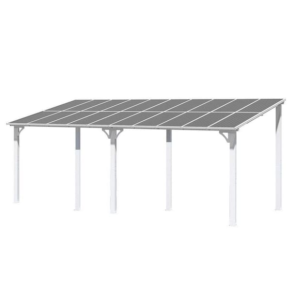 8 ft. x 20 ft. White Rectangle Gazebo with Hardtop Aluminum Roof