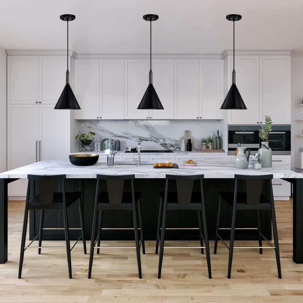 Black Metal Cone Shade Mini Pendant Light