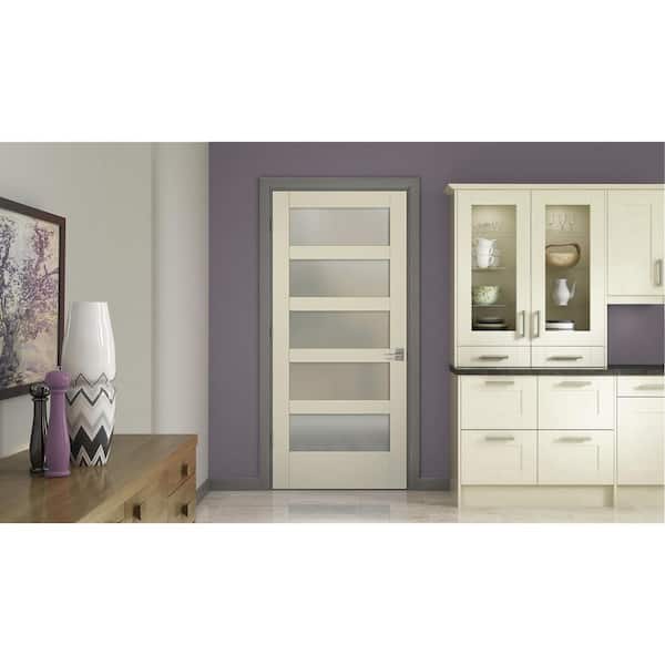 32 in. x 96 in. MODA Primed PMT1055 Solid Core Wood Interior Door Slab w/Translucent Glass