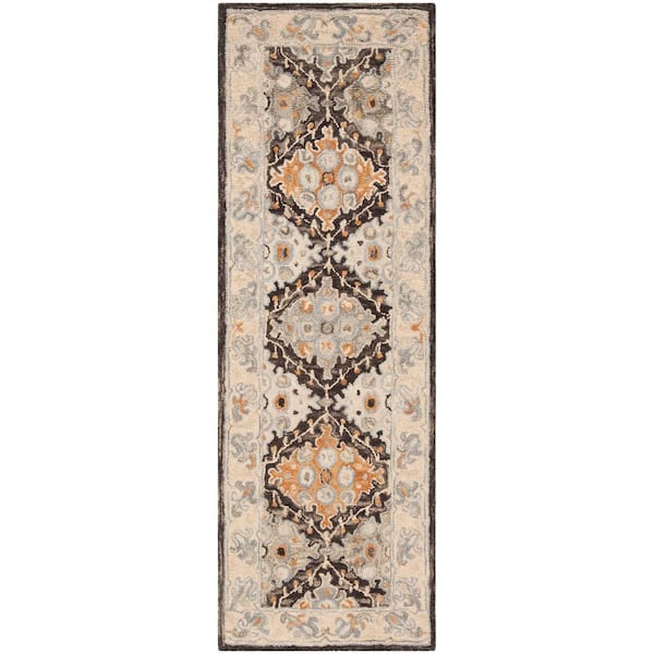 Aspen 2 ft. x 11 ft. Beige/Brown Oriental Runner Rug