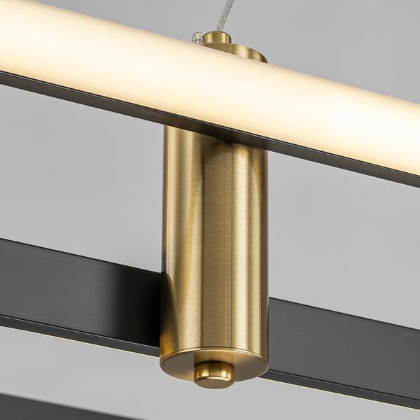 LLHZSY 47.6 in. Black and Brass Rectangle 2-Tier Integrated