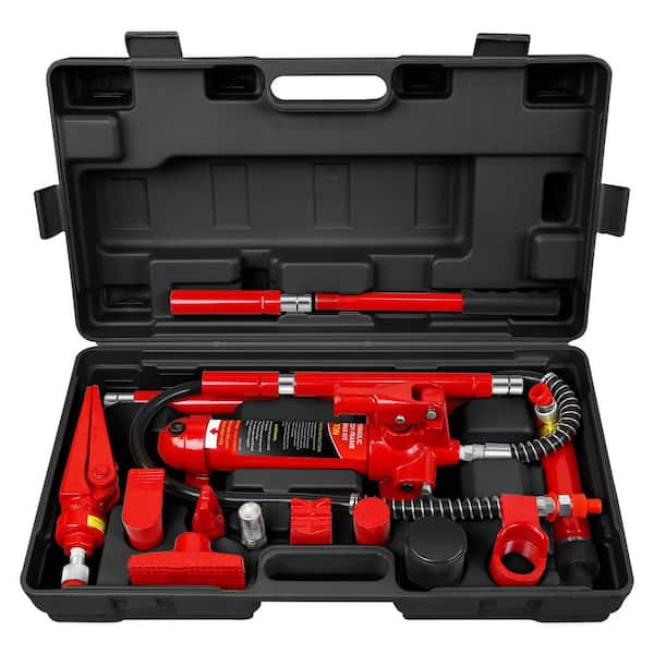 4-Ton Porta Power Kit, Portable Hydraulic Jack with Oil Hose, Auto Body Frame Repair Kit with Storage Case