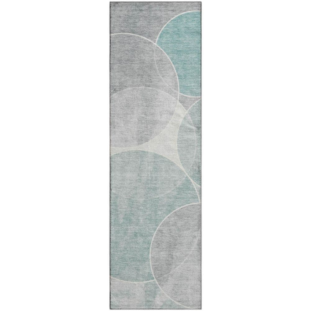 Mayfield Premium Machine Washable Abstract AMF2286 Teal 2 ft. x 7 ft. Runner Rug price history on PriceWatchPro