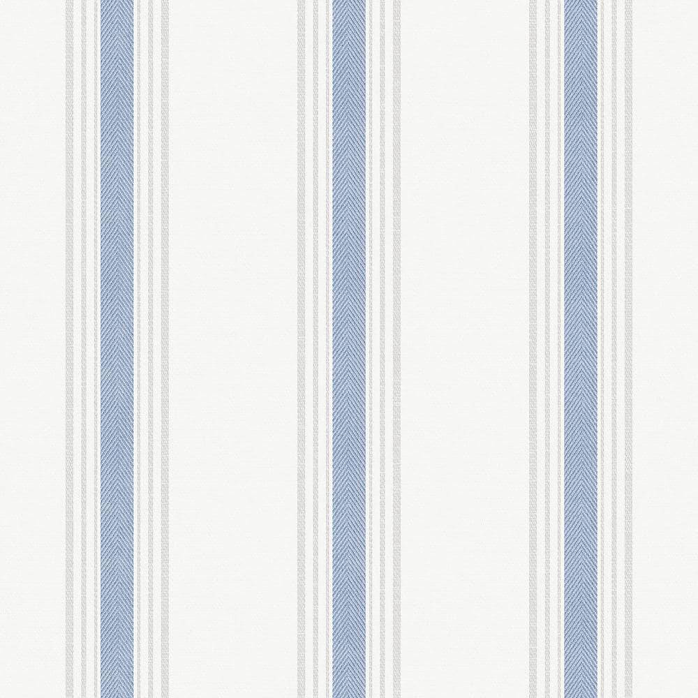 Spring Blossom Collection Striped Fabric Effect Blue/Off-white Matte Finish