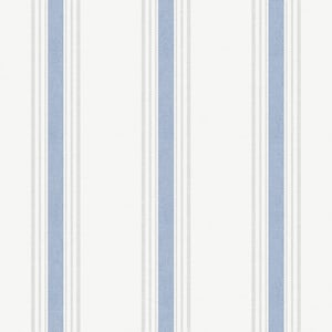 Spring Blossom Collection Striped Fabric Effect Blue/Off-white Matte Finish Non-pasted Non-woven Paper Wallpaper Sample