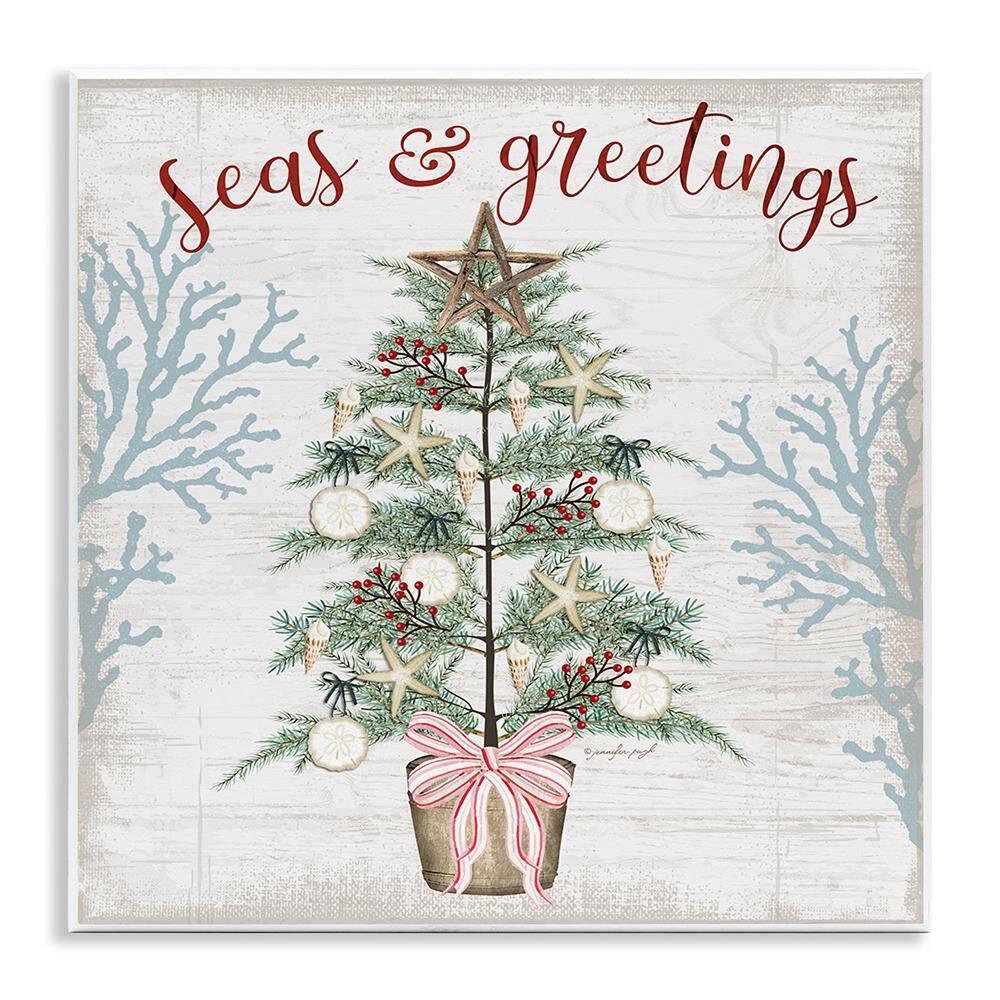 Seas & Greetings Coastal Tree by Jennifer Pugh 1 Piece Unframed Graphic Typography Art Print 12 in. x 12 in. price history on PriceWatchPro