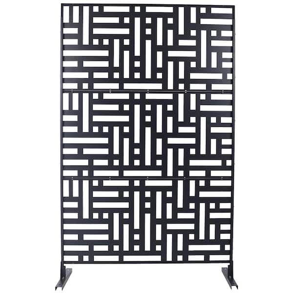 Sudzendf Outdoor and Indoor Freestanding Decorative Privacy Screen Metal Privacy Screen, Fence Panels in Black