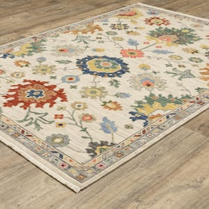 Lavista Ivory/Multi-Colored 2 ft. x 6 ft. Traditional Oriental Floral Wool/Nylon Blend Indoor Runner Area Rug