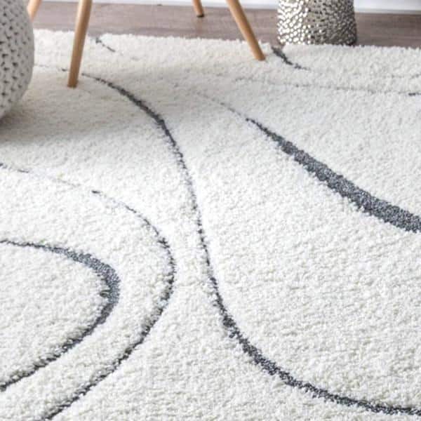 Reversible Beige Shag Rectangular Area Rug with Easy Care