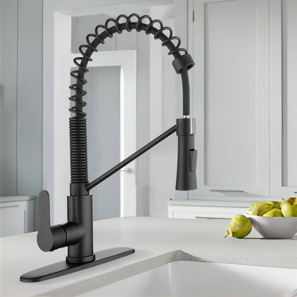 Upiker Single Handle Pull Down Sprayer Kitchen Faucet With Deckplate 