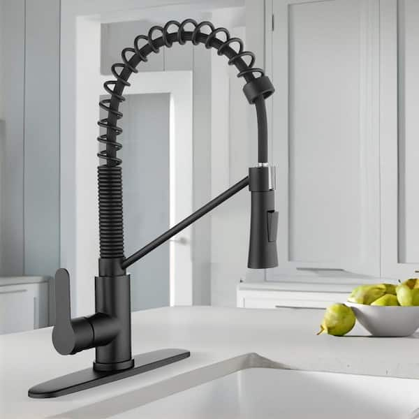 UPIKER Single Handle Pull Down Sprayer Kitchen Faucet with Deckplate ...