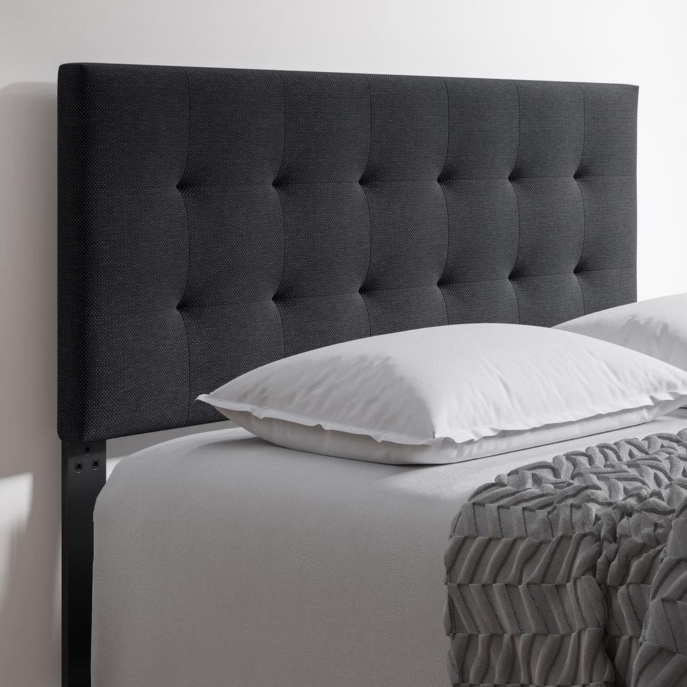 Charcoal Black Linen Queen Universal Adjustable Upholstered Headboard