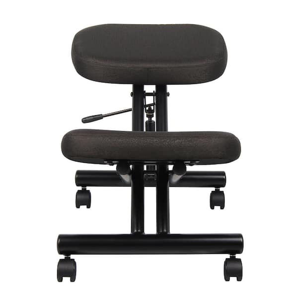BOSS Office Products Black Fabric Ergonomic kneeling Chair with Adjustable Height